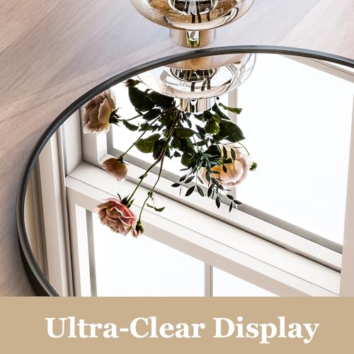 Image of HARRITPURE 16 inchx24 inch Arched Bathroom Mirror - Black Wall Mounted Mirror - Black Arch Mirror - Aluminum Alloy Frame Bathroom Mirror Living Room, Bedroom, Bathroom and Entryway