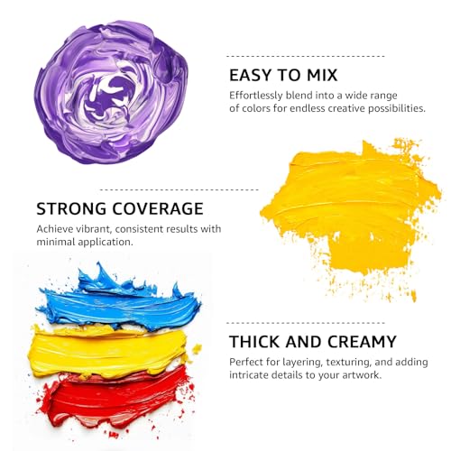 ABEIER Acrylic Paint, 20 Colors (250 ml/8.45oz) Acrylic Paint Bottle Set, Non-Toxic, Rich Pigments Bulk Painting Supplies for Canvas Crafts Wood Ceramic, Ideal for Artists, Beginners and Students