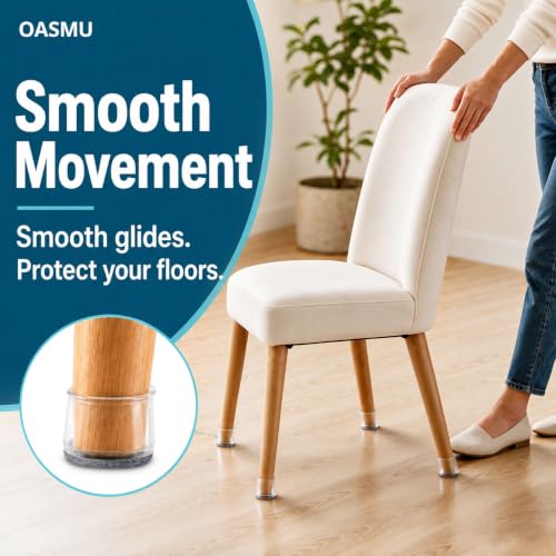 Image of 16 Pcs Chair Leg Protectors for Hardwood Floors, Silicone Felt Furniture Pads Non Slip, Free Moving Table Covers, Stool Caps (Large Fit: 1.3'' - 2'')