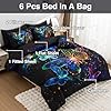 A Nice Night Galaxy Bedding Sets,3D Butterfly Flying in Space Printed,Like Glitter Butterflies 6pcs Bed in a Bag Twin Comforter Set, for Girls Boys Kids Teens #3
