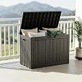 ROJIK Outdoor Storage Box, 55 Gallon Waterproof Deck Box, Weatherproof Resin Outside Storage Bin for Patio Furniture, Garden Tools, Pool Accessories, Cushion, Black