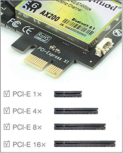 Ziyituod Scheda WiFi WiFi 6 AX200 Bluetooth 5.1 PCIe | Fino a 2402 Mbps | Chip Intel WiFi 6 AX200 | 5 GHz / 2,4 GHz con MU-Mimo, OFDMA, latenza Ultra Bassa | Solo per Windows 10 a 64 Bit (ZYT-AX200)