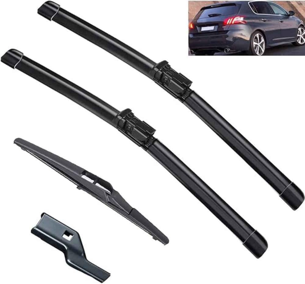 XYUASDGB Premium Exact Fit Windscreen Wiper Blades for Peugeot 308 T9 Hatchback 2014-2019 2020 Durable Natural Rubber Easy Fit for a Quiet and Streak Free Wipe
