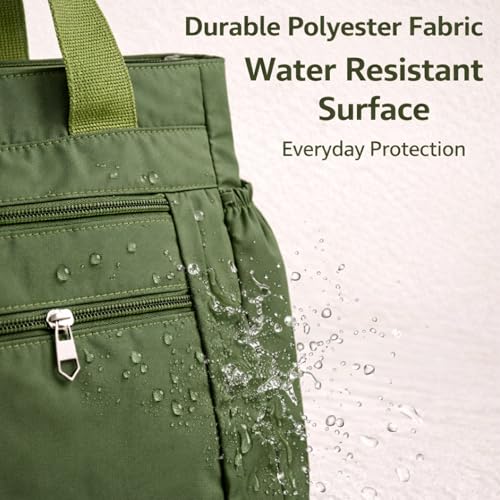 Image of LX LEKHX Tote Bag for Women | Lightweight Shoulder Handbag with 2 Main Zip Compartments & Multiple Pockets | Water Resistant Polyester Fabric | Office, Travel & Daily Use