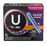 U by Kotex Click Compact Tampons, Super Absorbency, Unscented, 16 CT (Pack of 2)