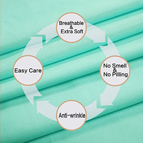 Image of 4 Piece Bed Sheet Set (Full,Mint) 1 Flat Sheet,1 Fitted Sheet and 2 Pillow Cases,Brushed Microfiber Luxury Bedding with Deep Pockets