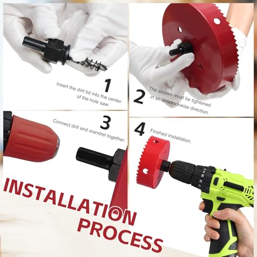 Image of 2-3 /4 Inch Hole Saw for Wood, 70mm HSS BI-Metal Hole Saw for Recessed Lighting, 30mm Cutting Depth Hole Cutter with Hex Shank Drill Bit Adapter for Cornhole Boards Plastic Drywall Fiberboard, Red