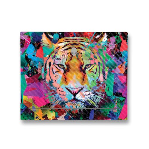 Image of MightySkins Carbon Fiber Skin Compatible with Alienware X14 R2 (2023) Full Wrap Kit - Neon Tiger | Protective, Durable Textured Carbon Fiber Finish | Easy to Apply & Change Styles | Made in The USA