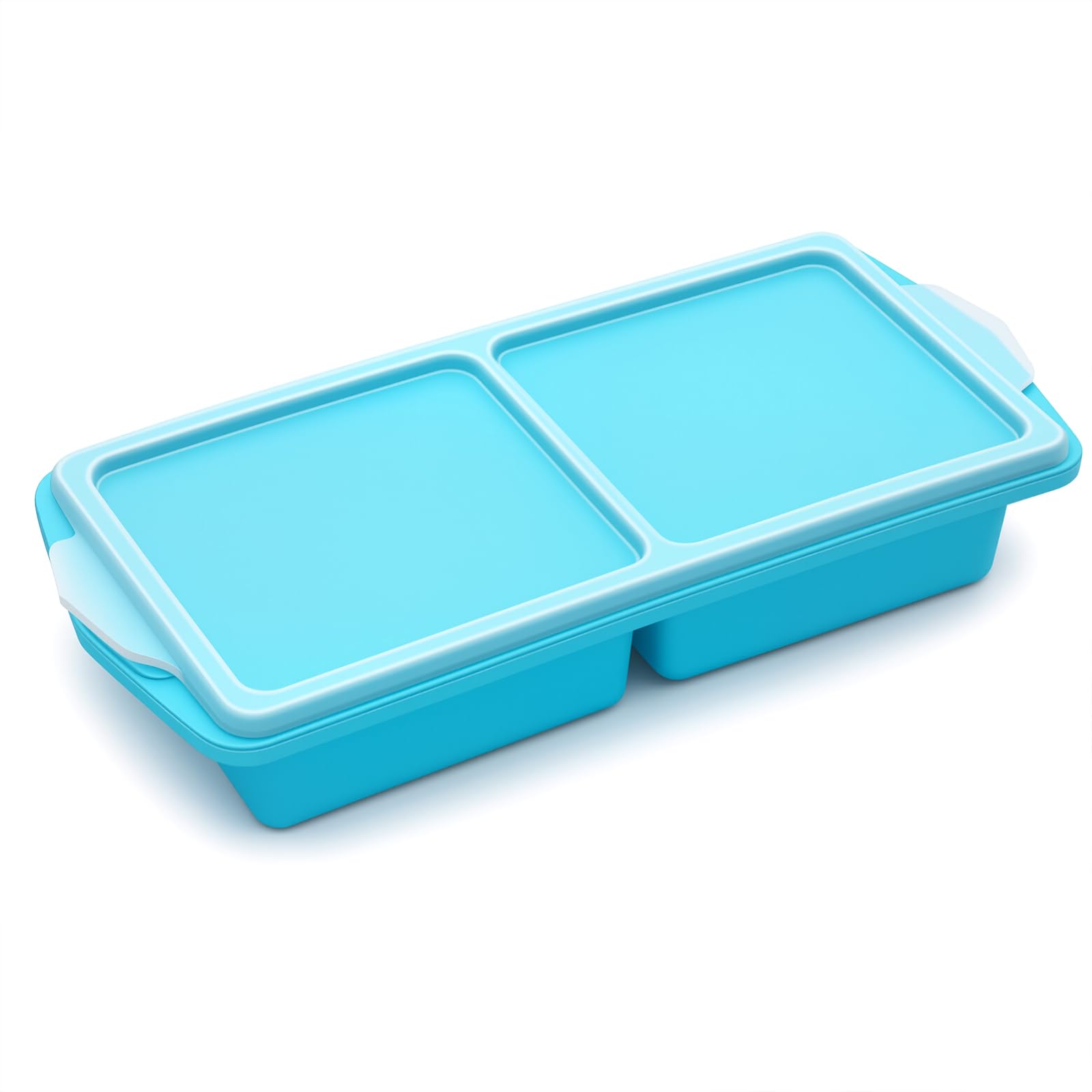 Souper Cubes,Silicone Freezer Moulds with Lids,Soup Containers,2-Compartment Freezer Storage Boxes,Made from Food-Grade,Materials,Dishwasher-Safe(724-1PCS-Blue)