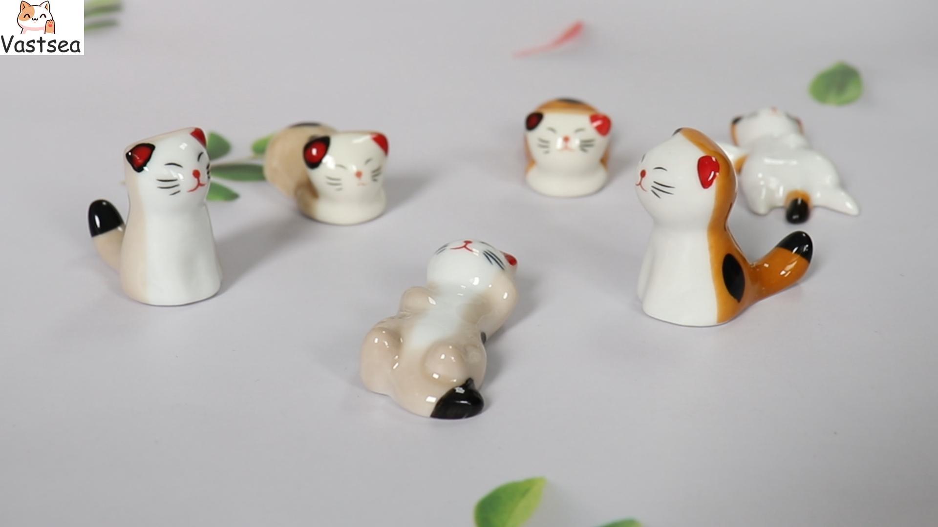 Supporto Bacchette A Forma Di Gatto Gofidin - Set 5 Pezzi In Ceramica Decorativa - Foto 9