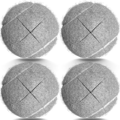 ZUJEAM Tennis Balls for Walkers, Pre Cut Walker Glide Balls for Chairs, Desks, Furniture Legs and Floor Protection, Heavy Duty Long Lasting Felt Pad Glide Coverings - 4PCS Gray