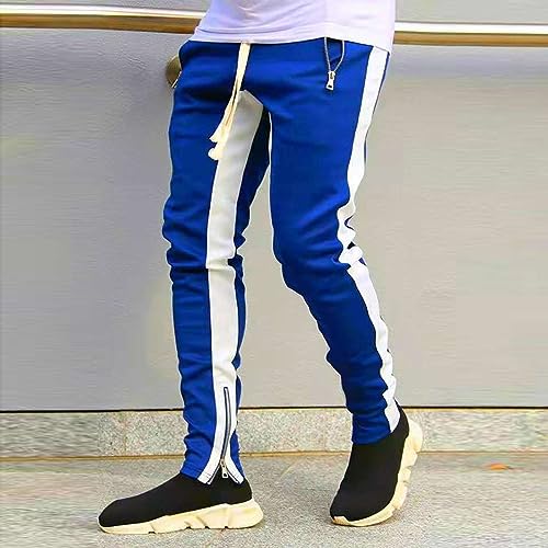 WENKOMG1 Mens Track Pants Elastic Bottom Lounge Pants Casual Waist Joggers with Zipper Pockets, M-3XL2