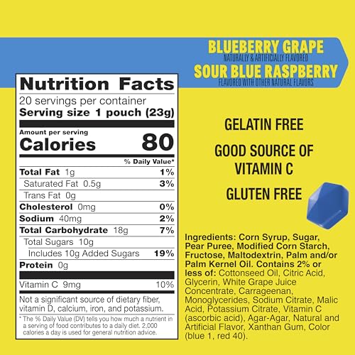Image of Gushers Blueberry Grape & Sour Blue Raspberry Fruit Snacks, 20 ct, 16 oz