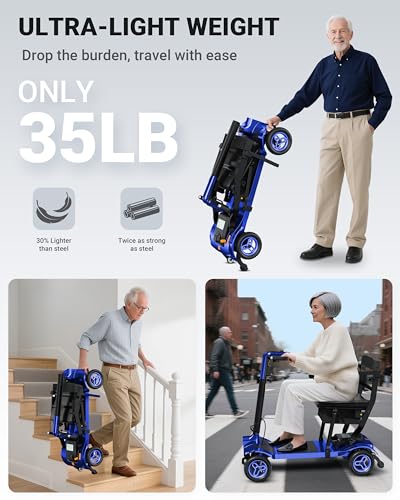 Image of 4 Wheel Heavy Duty Mobility Scooter 400 lb Capacity, Blue