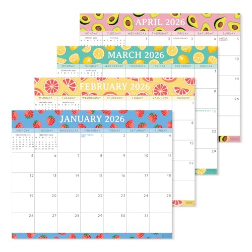 S&O Fresh Fruity Magnetic Fridge Calendar from January 2026-June 2027 - Tear-Off Refrigerator Calendar to Track Events & Appointments - 18 Month Magnetic Planner for Fridge for Easy Planning-8x10 in