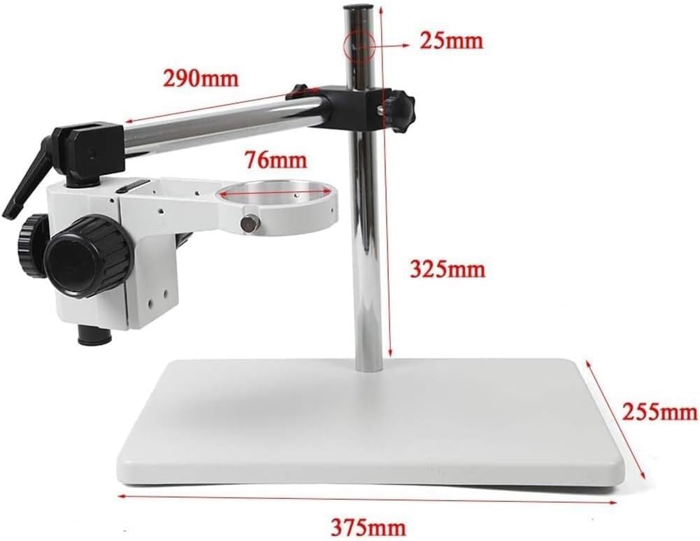 Stojak na mikroskop stereo z uchwytem obrotowym o 360 stopni, ostrość 76 mm do mikroskopów lornetki i trójokularu, idealny do użytku laboratoryjnego i warsztatowego