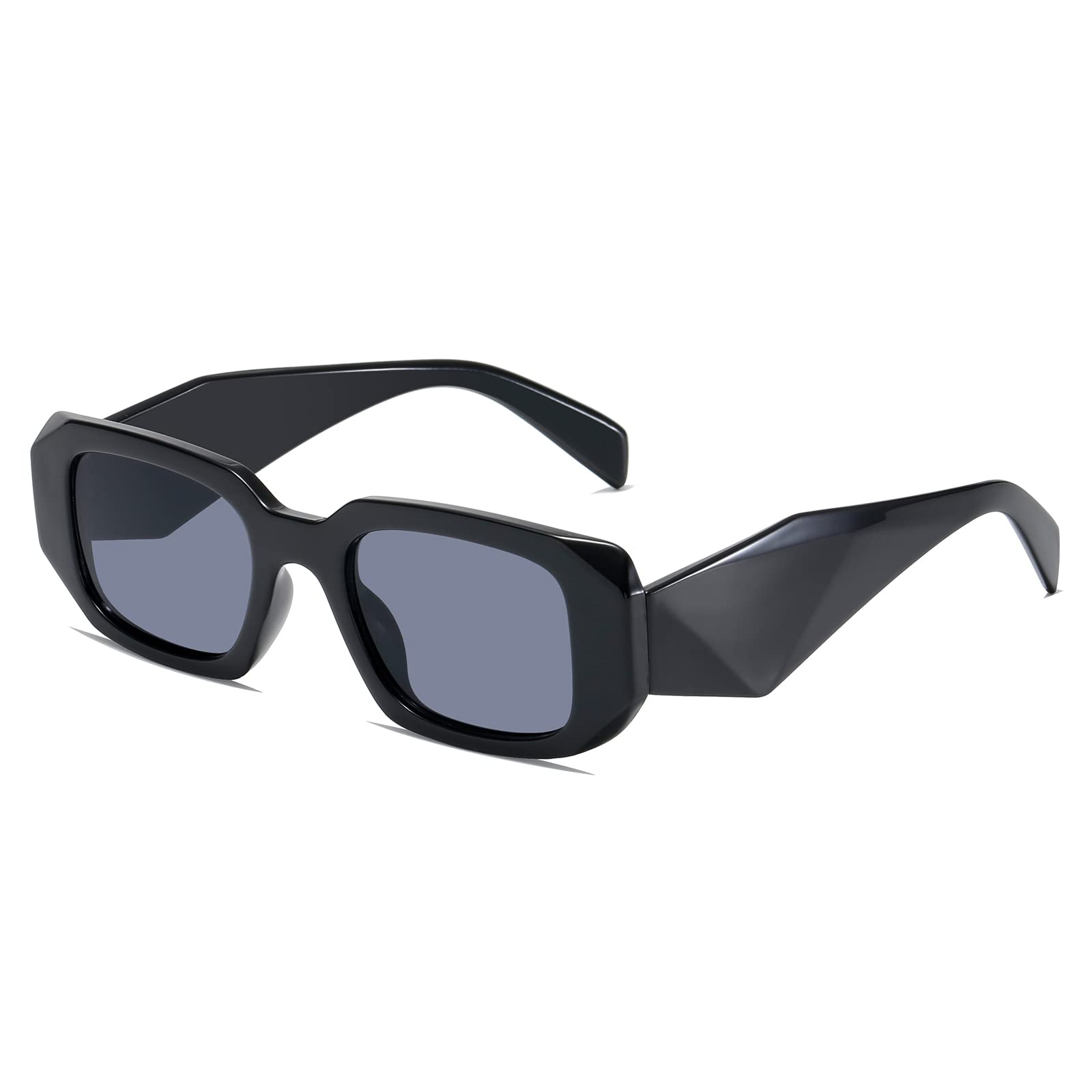 YAMEIZE Modal Retro Trendy Rectángulo- Gafas de sol de Pierna Ancha para Mujeres Hombres Vintage UV400 Protection Cuadrado Gafas Conduciendo 2 516qe6Ma+tL