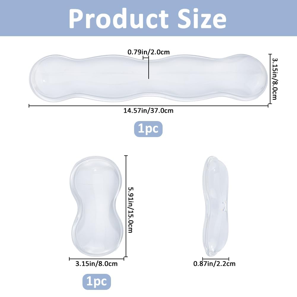 SUPERFINDINGS Juego de reposamuñecas ergonómico para mouse y teclado, soporte para muñeca para teclado y mouse, alivio del dolor, transparente