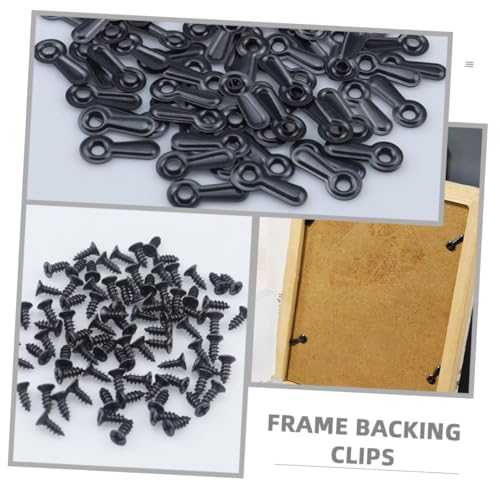 Image of Hemoton 100pcs Picture Frame Accessories Kit Frame Backing Clips with Screws Hardware for Easy Picture Hanging Hotel Settings