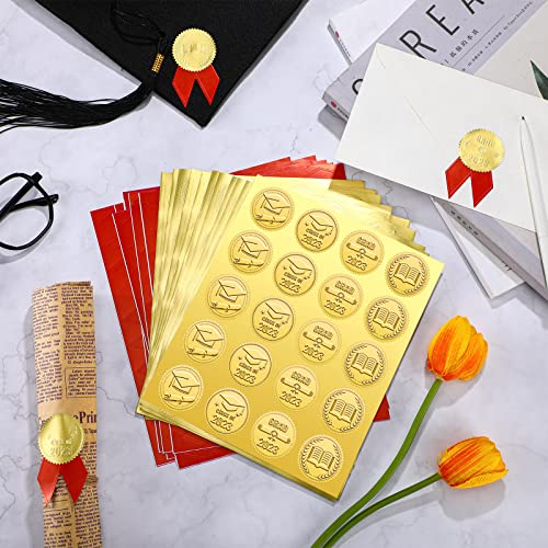 600 Pcs Graduation Embossed Seals With Red Ribbon Stickers 300 Graduation Certificate Gold Seal Stickers Gold Foil Class Of 2023 Seals Graduation Stickers 300 Ribbon Stickers For Envelopes Diploma #TOP3