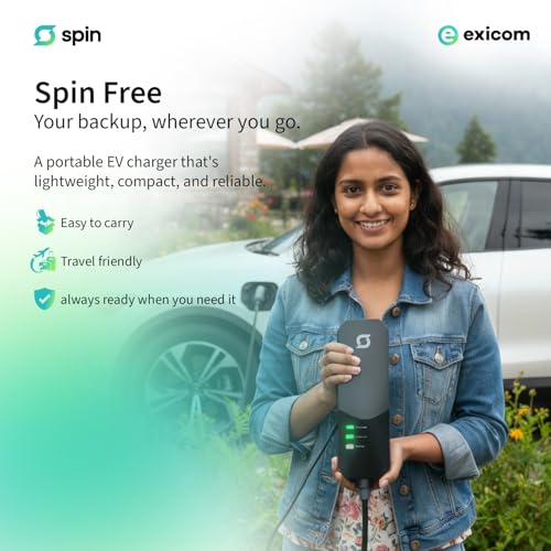 Image of Exicom 3.3 kW Spin Free | Portable ev car charger for Electric Vehicle AC Charging | ARAI and BIS certified