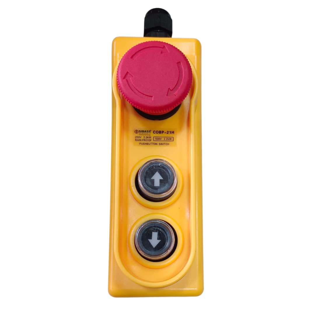 Emergency Stop Pendant Control Switch 2 Button Up Down Push Button Station with Mushroom E-Stop – Industrial Crane Hoist Control (Rainproof) (COB 21H)-picture-11