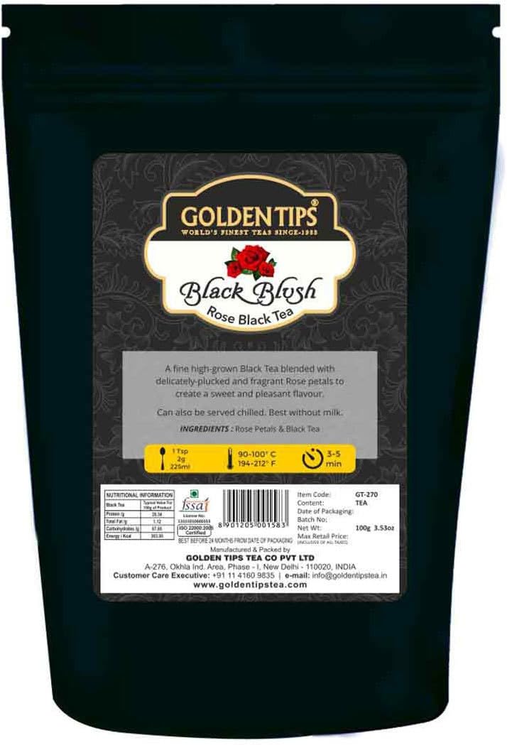 Golden Tips Healthy/Natural and Organic Herbal Loose Leaf Black Blush Rose Black Tea Pouch (100 Gram, 50 cups) (B071GNMY4L) Amazon Price History, Amazon Price Tracker