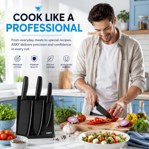 Image of 3-Piece Kitchen Knife Set, High Carbon Stainless Steel, Non-Slip Handle, with Blade Cover, for Professional Use