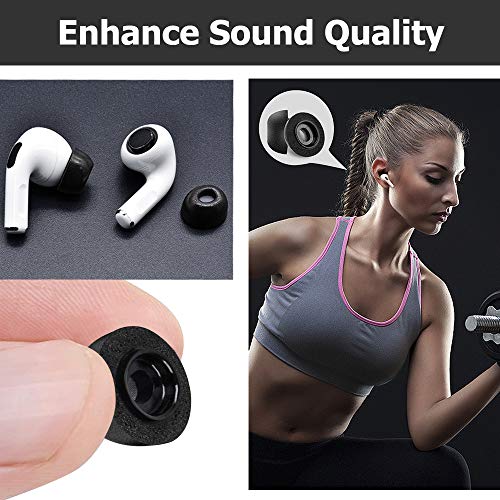 3 Pairs Replacement Ear Tips Compatible with Apple AirPods Pro, Memory Foam in Ear Eartips Accessories Compatible with Airpods Pro/Airpods 3 (L/M/S, Black)
