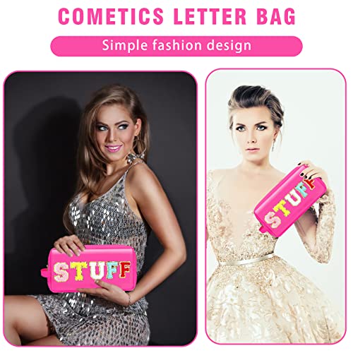 Xdalula Preppy Patch Makeup Bag Chenille Letter Makeup Bag - Skin Care Travel Toiletry Bags For Teen Girls, Portable Waterproof Travel Toiletry Organizer, Cute Aesthetic Trendy Clutch Stuff Gifts #TOP5