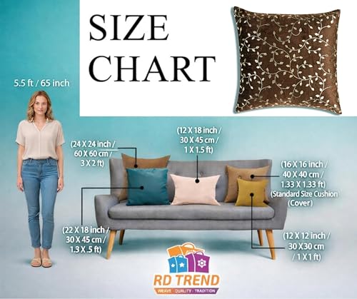 Image of RD TREND Premium Velvet Cushion Covers Set of 5 | Soft Decorative Throw Pillow Covers for Sofa, Bed & Living Room | Cushion Cover 18 inch x 18 inch (45x45 cm) Chocolate Brown
