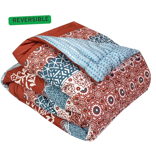 Image of Signature Reversible Super Soft Double Bed Comforter /Quilt Set 350GSM 88x90 inches, and Fitted Elastic Bed Sheet with Pillow Covers (The Positive Circle, Comforter Only)