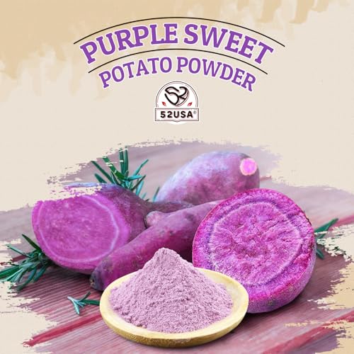 Image of 52USA Purple Sweet Potato Powder, 23oz(652g) | 100% Natural Food Coloring | Gluten-Free, Vegan, Rich in Anthocyanins | Purple Potato Powder for Baking, Smoothies, Desserts, Drinks