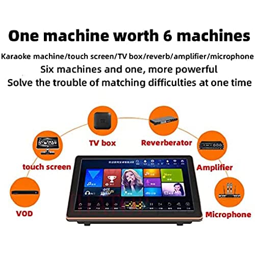 Máquina de karaoke profesional con pantalla táctil y micrófonos inalámbricos para entretenimiento en casa