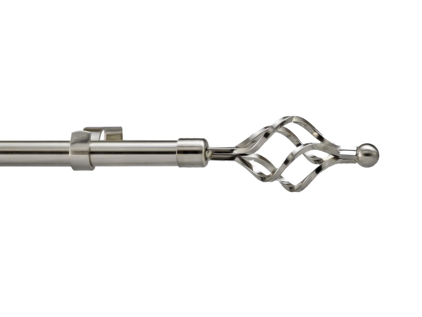 Your Home Online 19mm Diameter Extendable Eyelet Metal Curtain Pole Brushed Chrome Various Finials Without Rings (2m - 3m Extendable Pole, Roma Finial)