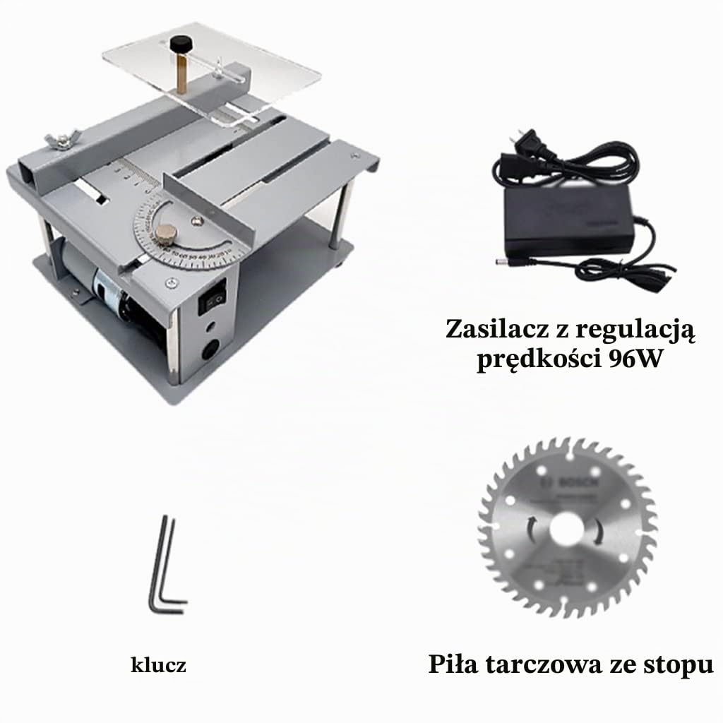 Przenośna piła stołowa – elektryczne narzędzie tnące do obróbki drewna i użytku wewnątrz (19 x 16,5 x 10 cm)