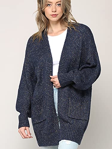 Made By Johnny Womens Long Sleeve Open Front Chunky Knit Batwing Warm and Comfy Cardigan Loose Baggy Sweater with Pocket2