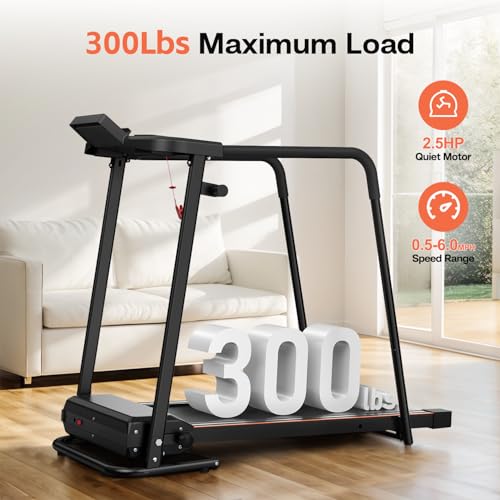 Image of Treadmills for Seniors, Treadmills for Home with Long Handrails, Heart Rate Monitor, Bluetooth App Control, Ideal Treadmill for Elderly & Family Use
