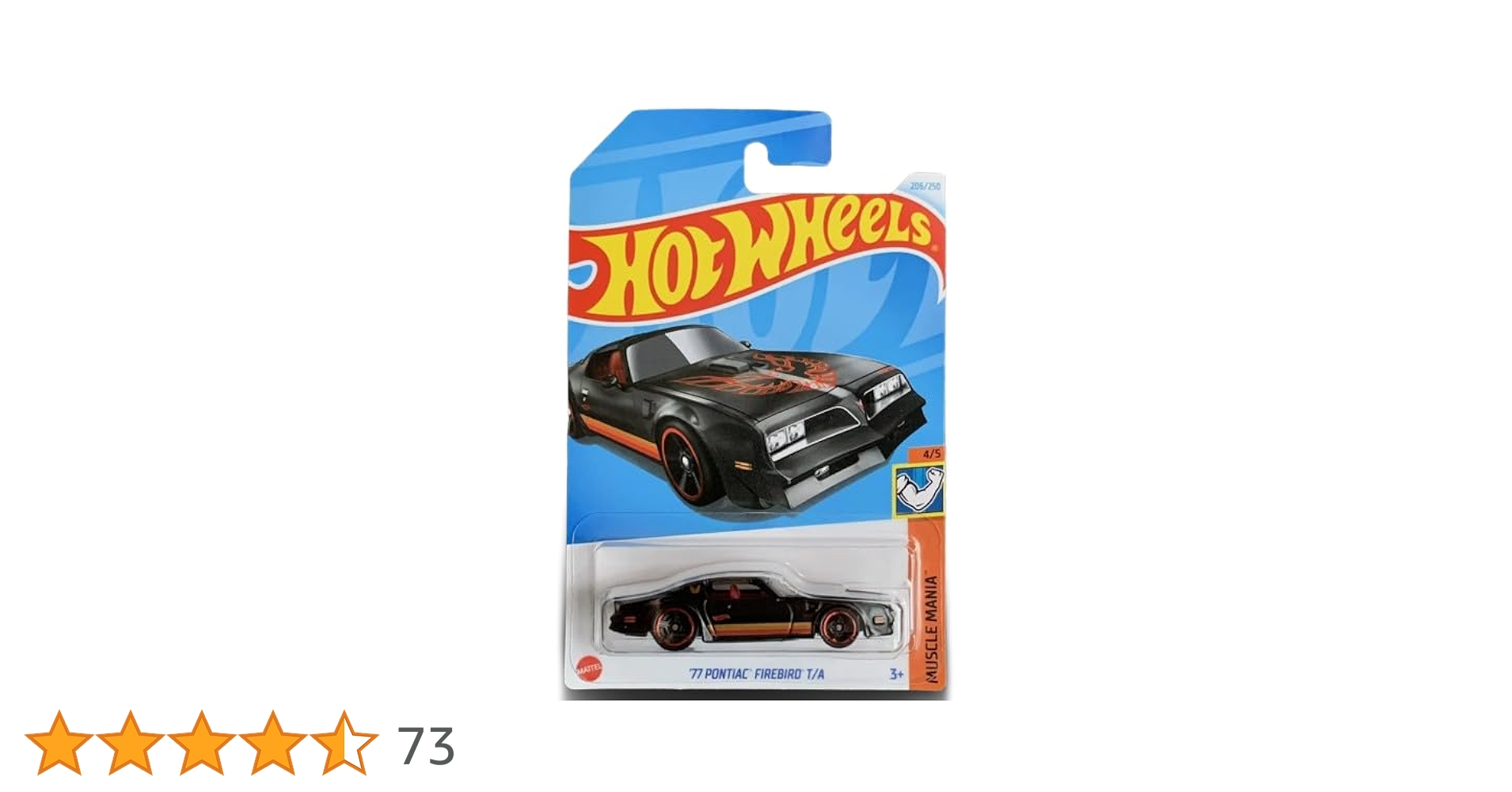 Hot Wheels 77 Pontiac Firebird T/A, 4/5, noir/rouge, Muscle Mania