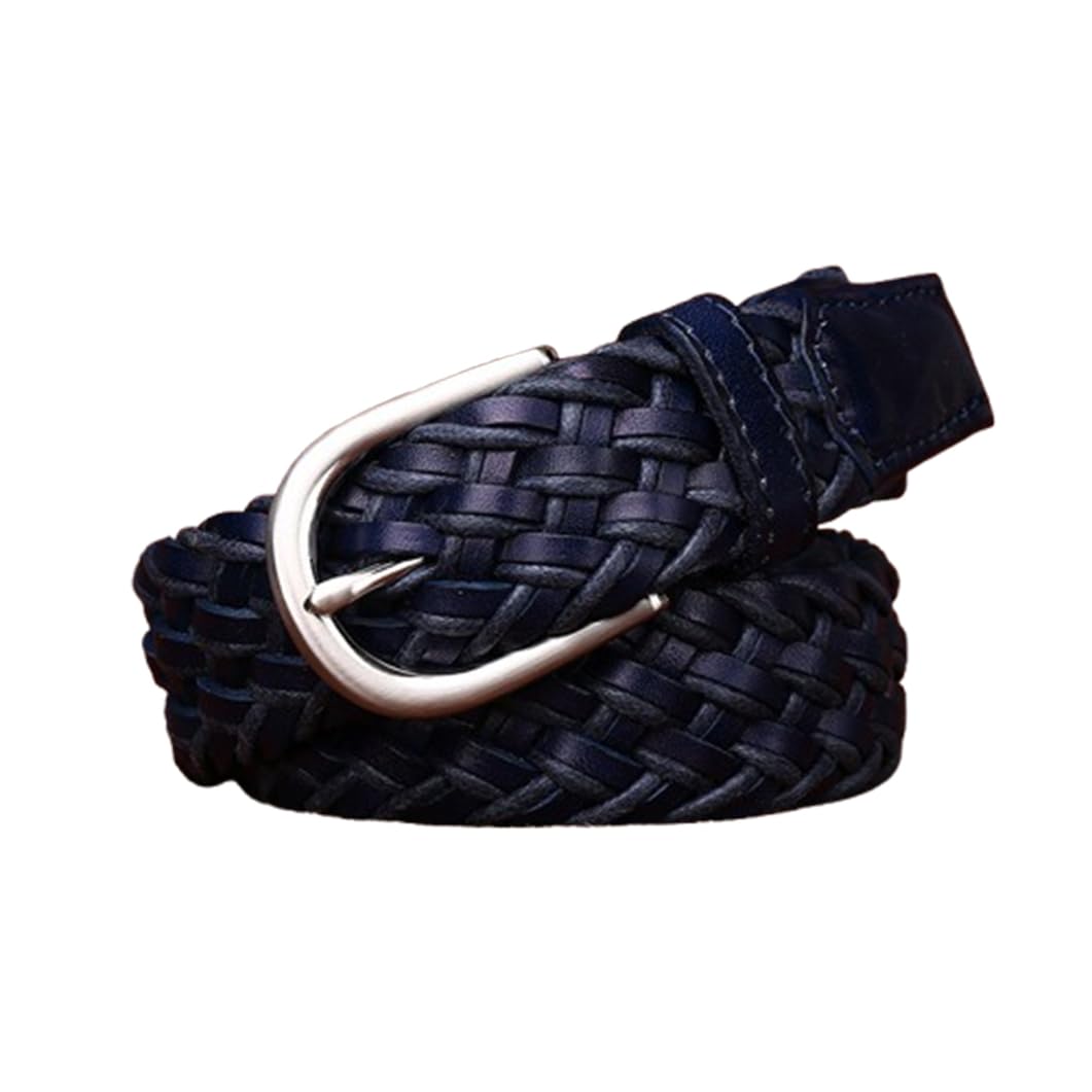 3cm Breiter Geflochtener Gürtel Aus Echtem Leder Für Damen Und Herren - Handgefertigtes Flechtgürtel Mit Dornschließe - Gewebte Ledergürtel Für Lässige Hosen(110cm/43, Blue)