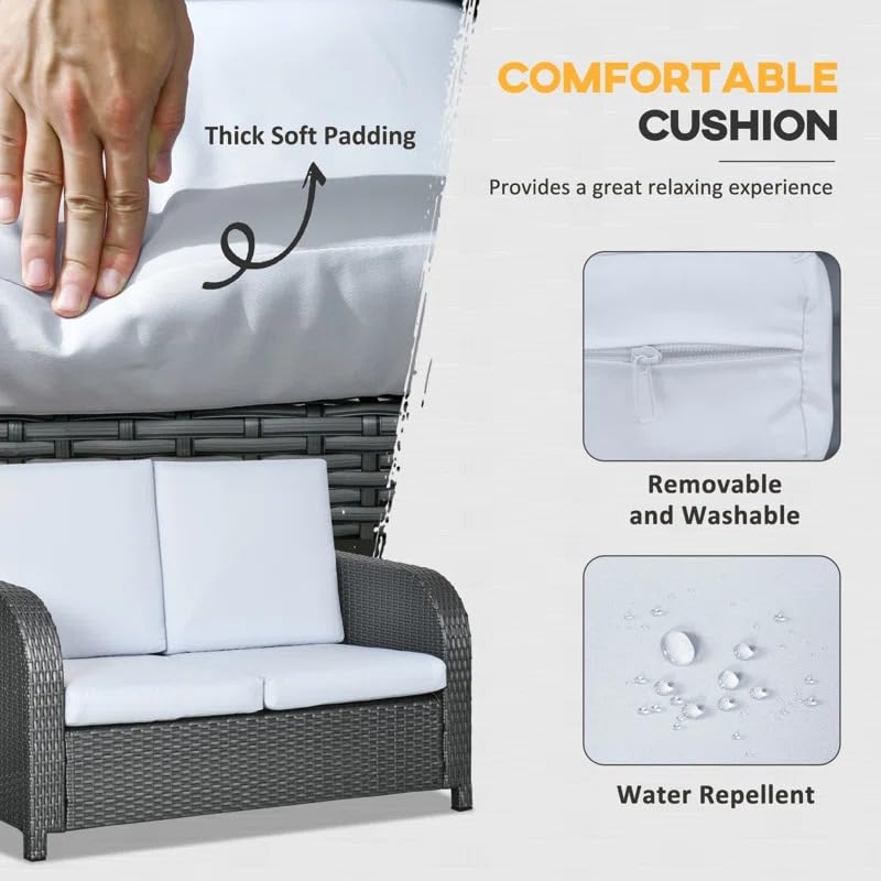Image of Outdoor Conversation Set Wicker Patio Outdoor Rattan Sofa Set with Cushions and Center Table Deck Furniture for Garden Porch Backyard Balcony Sofa Set(Selvar)