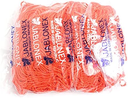 Czech Glass Seed Beads 11/0 (2.1mm Diameter) Opaque Orange Strung DIY Jewelry Making Beadss - 500g Bulk Bag by Preciosa (Jablonex) - Image 2