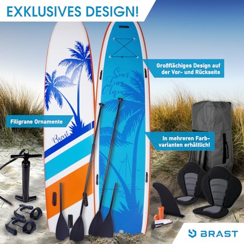 BRAST® SUP Board Family | Aufblasbares Stand up Paddle Set XXL | 370x87x15cm bis 210kg | 7 Designs | inkl...