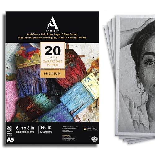 ArtRight Artists' Sketching Paper (A5 Pack of 20 Sheets, 300 GSM)...