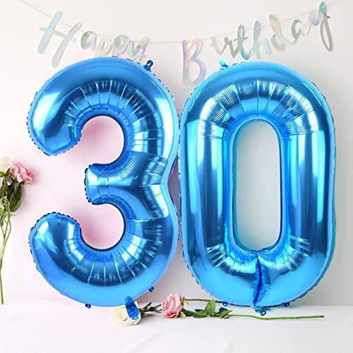 Image of TONIFUL 40 Inch Blue Number 10 Balloon Large Foil 10th Birthday Decorations | Blue 10 Balloon Number 10 for Milestone Ten Birthday Party 10th Anniversary, Blue Birthday Decor for Men Women Boys Girls
