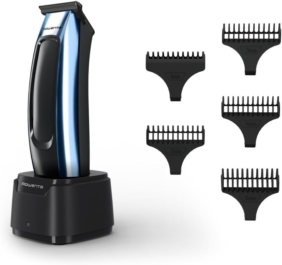 Rowenta – Recortadora de barba Rowenta Barber Experience TN1851 Hoja en T, 5 peines fijos.