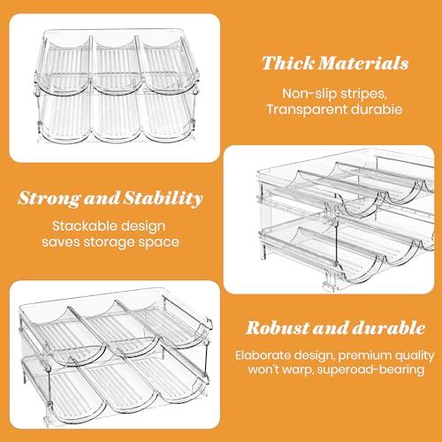 Plastic-Stackable-Wine-Rack-for-Refrigerator-2-Tier-Large-Capacity-Water-Bottle-Organizer-for-Cabinet-Free-Standing-Water-Bottle-Storage-Rack-for-Fridge-Countertop-Pantry-Freezer-Hold-6-Bottles