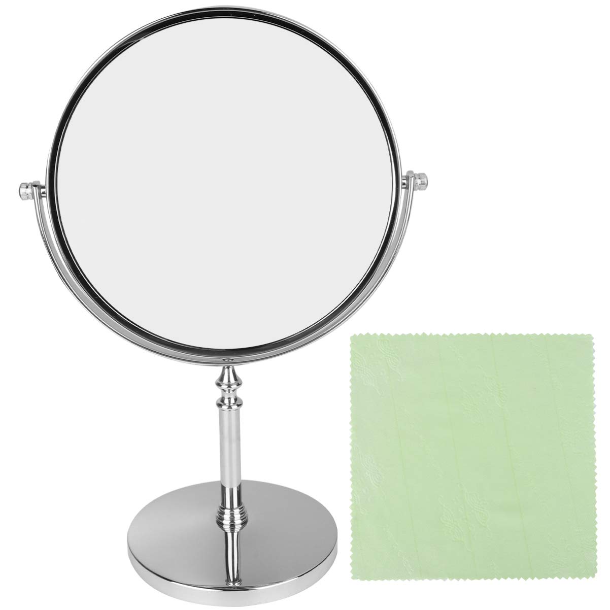 8 Specchio Cosmetico Doppio Lato con Ingrandimento 3x E Led Illuminato Elegante Cornice in Metallo