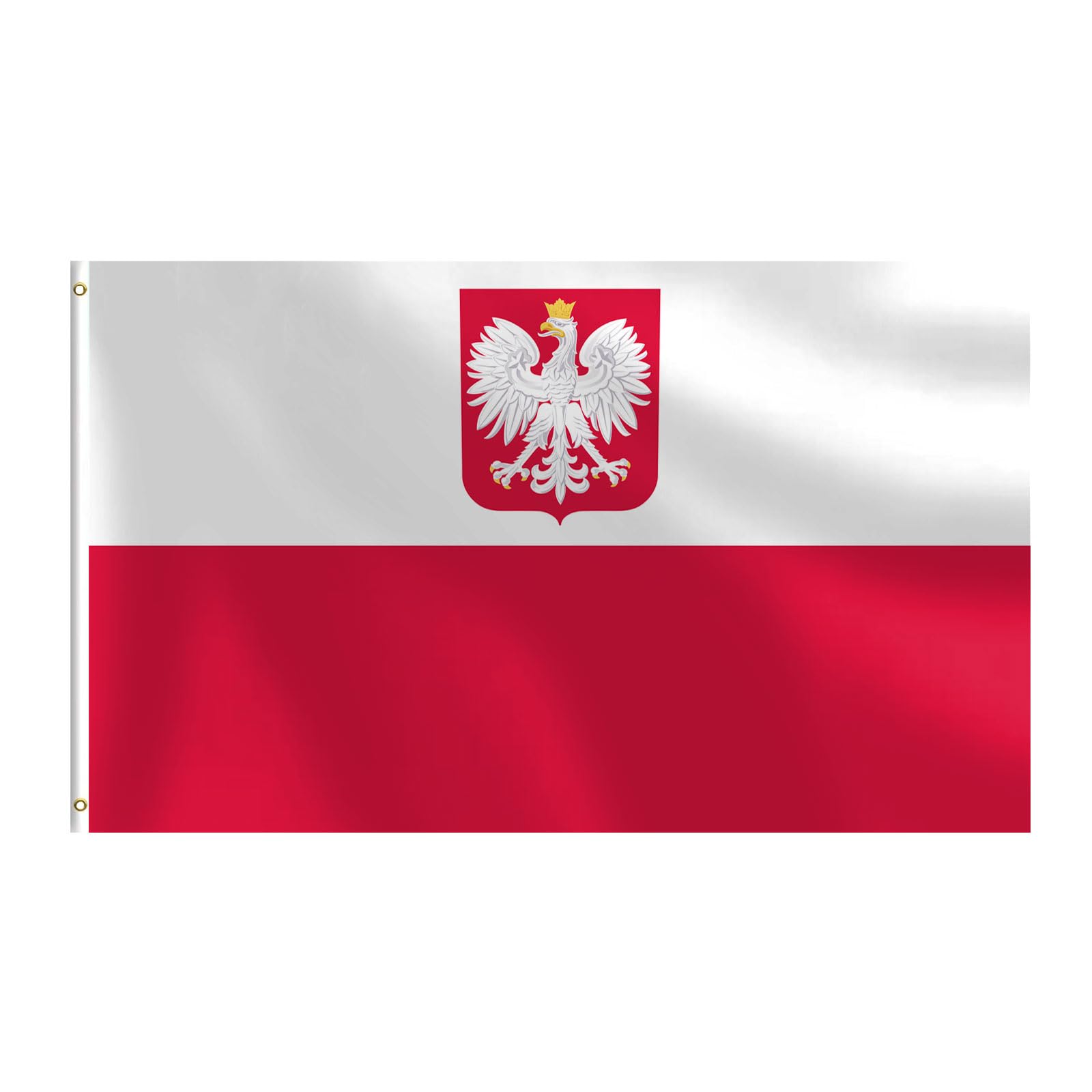 Poland State Ensign Flag 3x5 FT Heavy Duty Polish Eagle Flag Double Stitched Vivid Color Fade Proof Outdoor Decor With Brass Grommets(Poland State Ensign)