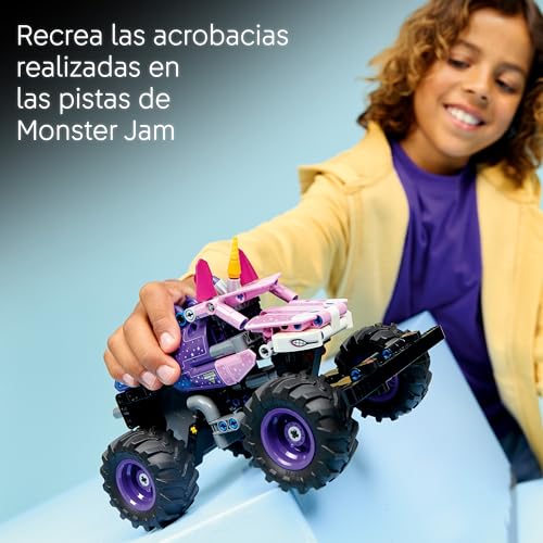 Miniatura 4 de LEGO Technic Monster Jam Sparkle Smash Pull-Back Truck Toy - Pink Unicorn Themed Race Car Model Kit - Creative Birthday Gift for 7+ Year Old Boys, Girls & Fans - 42220